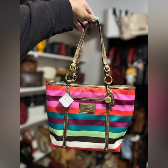 Coach Handbags - Coach Legacy Multicolor Striped Tote NWT